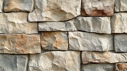 A detailed view of a stone facade, highlighting the contrasting textures and shades.