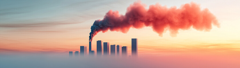 Obraz premium Industrial Smog Encroaching on Pristine Landscapes - 3D Illustration Space for Text