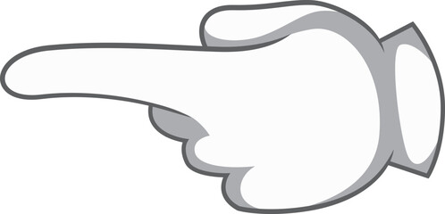 Pointing finger comic icon. Cartoon white glove gesture