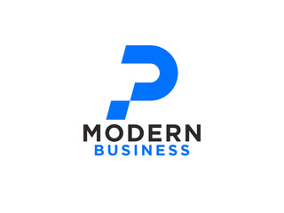 Initial Letter P Logo. Blue Linear Style isolated on White Background. Usable for Business and Branding Logos.