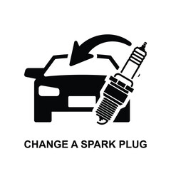 Change a spark plug icon. Car spark plug replacement isolated on background vector illustration.