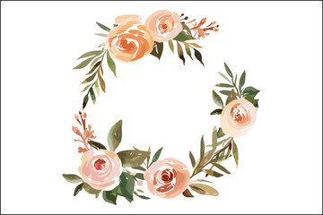 Fototapeta premium Watercolor Rose Logo, Floral Logo Design, Rose Invitation Card, Watercolor Floral Design, Elegant Rose Logo, Hand-painted Rose Logo, Floral Invitation Card, Watercolor Wedding Invite, Rose Wedding Car