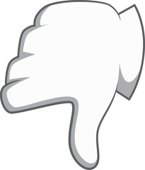 Thumb down comic gesture. Cartoon hand icon