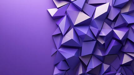 A purple background with sharp geometric shapes, creating a modern, edgy design.