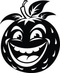 funny fruit cartoon character illustration black and white