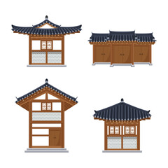 Hanok (Korean traditional house) set. 