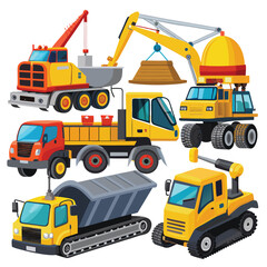 Set of construction vehicles vector illustration