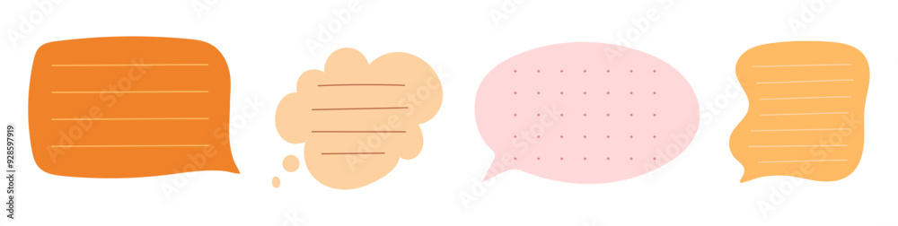 Aufkleber Empty notebook pages with uneven edges, isolated sticky notes and memos for important information. Vector isolated banners and stickers templates in form of speech bubbles with various print design