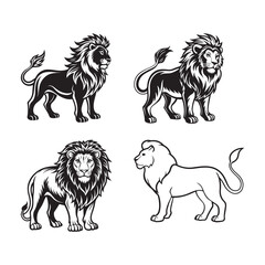 Royal Lion Outline Silhouette Vector Art Collection.eps