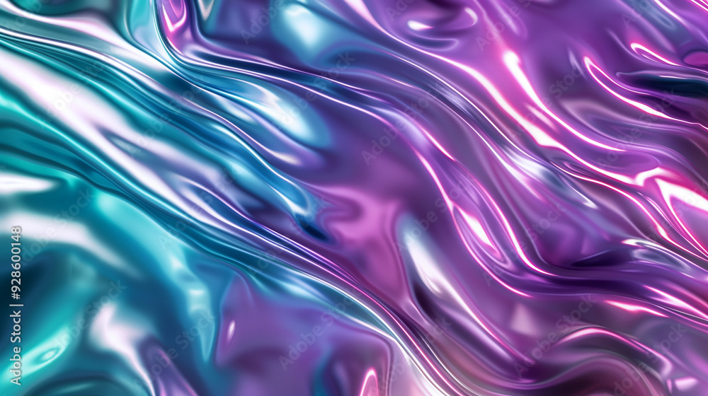 Canvas Prints metallic abstract waves in purple and teal tones, perfect for modern and dynamic visual designs.