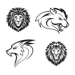 Vintage Lion Head Silhouette Vector Design.