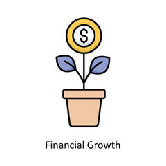 Financial Growth vector filled outline Icon Design illustration. Graphic Design Symbol on White background EPS 10 File
