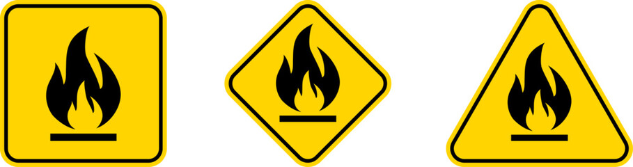 Yellow triangle warning biohazard, radioactive, nuclear and toxic sign icons set. Biohazard, chemical hazard warning triangular vector symbol stickers. Caution danger sign.