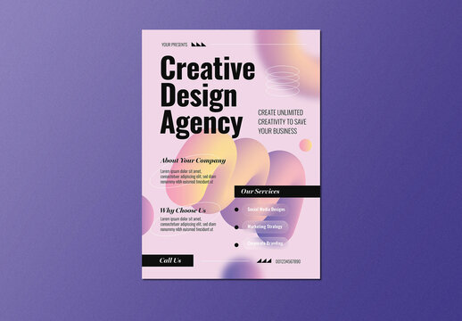 Pink Bold 3D Liquid Gradient Creative Agency Flyer Layout