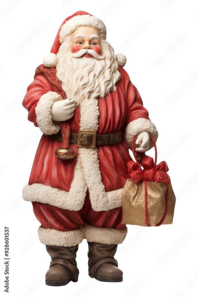 Wall mural PNG Santa Claus figure figurine bag white background.