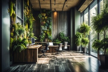 Fototapeta premium Green Office Space with Living Wall