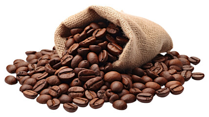 Fresh roasted coffee beans burlap