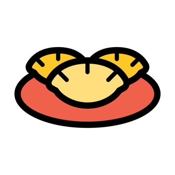 yellow dumplings on red plate clip art preview