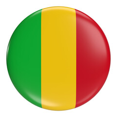 Fototapeta premium Mali round flag icon with transparent background. Africa Cup of Nations