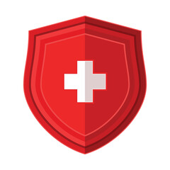 Obraz premium Isolated red shield with white medical cross sign vector icon
