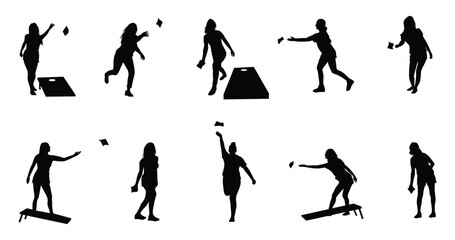female cornhole player silhouette