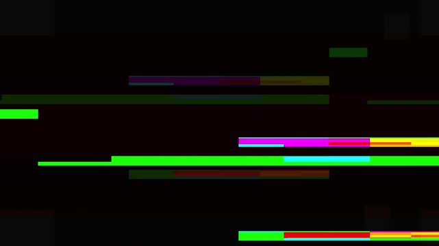 Digital glitch overlay video background with abstract futuristic shape and geometric design with colorful panel