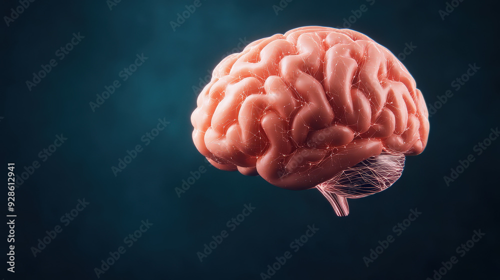 Poster a digital brain with ai-powered neural networks connecting around it