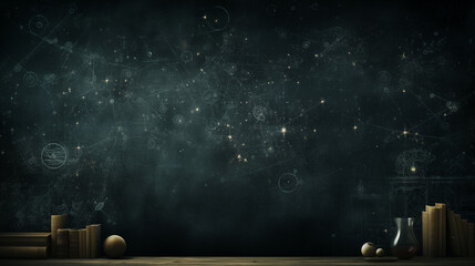 Starry Chalkboard With Cosmic Diagrams and Celestial Patterns Astronomy and Space Science Background