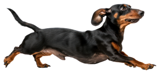 PNG  Energetic dachshund running swiftly