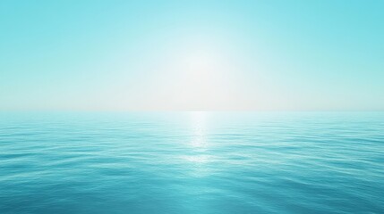 Obraz premium A serene view of a calm ocean under a bright sky, evoking tranquility and peace.
