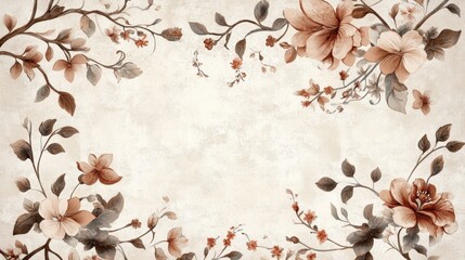 Elegant floral border design with soft hues, perfect for invitations, stationery, or decorative backgrounds.