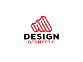 Abstract Initial Letter M Logo. Geometric Linear Style isolated on White Background. Usable for Business and Building Logos.