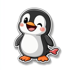 Fototapeta premium Cute Cartoon Penguin Winking and Smiling
