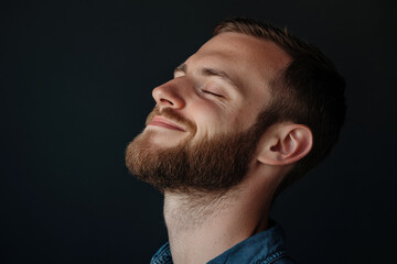 Fototapeta premium A close up of a man's face with his eyes closed