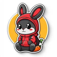 Cute Cartoon Rabbit Wearing a Red Hoodie