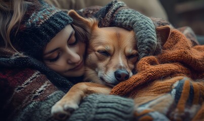 Obraz premium dog and its owner enjoying a relaxing moment on the couch