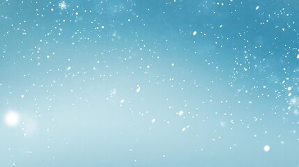 Obraz premium A serene winter background with falling snowflakes against a soft blue gradient.