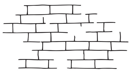 brick texture, linear drawing in doodle style.