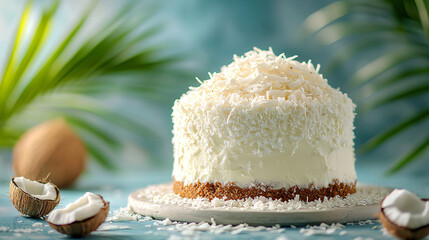 Homemade Coconut Cake with a Touch of Sweetness and Creamy White Texture for Culinary Temptation