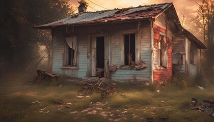 The old house in the village symbolizes the continuous flow of time, highlighting the resilience of rural communities and their ability to adapt while maintaining their unique character.