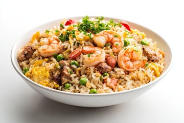 Special Fried Rice, Typically considered a deluxe version. isolated on white background