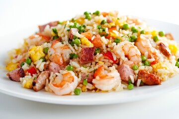 Special Fried Rice, Typically considered a deluxe version. isolated on white background