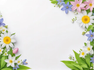 White background with colorful flower border.