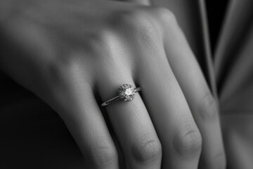 hand with engagement ring
