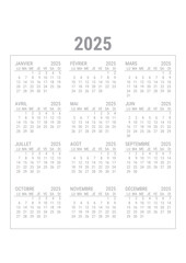 Calendrier 2025 à imprimer Annuel A4	