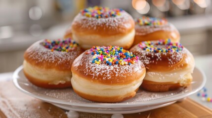 Hanukkah sufganiyot food background illustration generated by ai