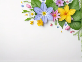 Obraz premium White background with colorful flower arrangement.