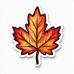 Colorful Autumn Maple Leaf Sticker Illustration