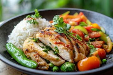Chicken with Green Chili Sambal, This version features a green chili sambal, made from green chilies, tomatoes, and other spices.