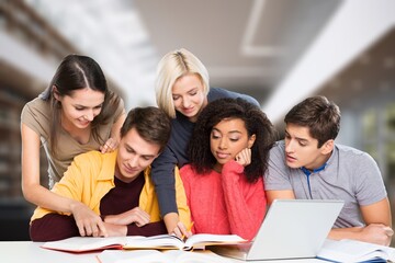 University students study together for project report